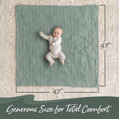 Itzy Ritzy Breastfeeding Boss Multi-Use Cover – A Nursing Cover, Swaddle, Car Seat Wrap, Tummy Time Mat & Burp Cloth All in One – Made of Soft Muslin Fabric & Measures 47” x 47” (Sage Mudcloth) - color: Sage Mudcloth
