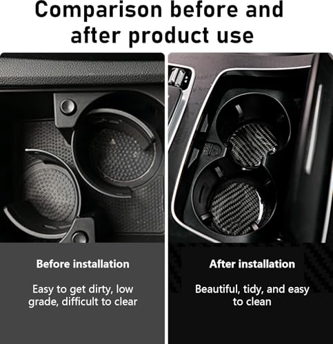 2PCS Car Cup Holder Coasters, Carbon Fiber Coaster, 2.68" Waterproof Non-Slip Insert Water Bottle Coaster Pad, Universal Drink Mat for Car Truck SUV, Auto Interior Accessories(Black) - color: black