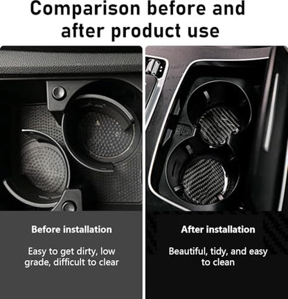 2PCS Car Cup Holder Coasters, Carbon Fiber Coaster, 2.68" Waterproof Non-Slip Insert Water Bottle Coaster Pad, Universal Drink Mat for Car Truck SUV, Auto Interior Accessories(Black) - color: black