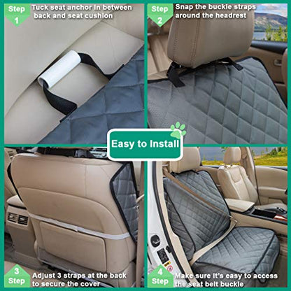 Waterproof Front Seat Cover Dog Car Seat Covers Nonslip and Full Protection with Side Flaps Fits Most Cars, Trucks, SUVs(Grey, 1Pack)