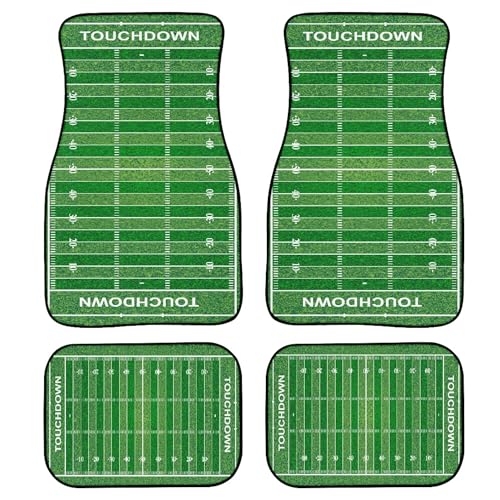 American Football Field Car Floor MatsPlayground with Markings and Touchdown Text Floor mats for Cars Universal Front Rear Vehicle Foot Rugs Green Sportsground Car Accessories for Trucks - color: Green