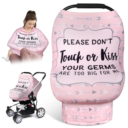 Metplus Car Seat Cover Baby Girl, No Touch Sign Carseat Canopy, Nursing Breastfeeding Covers, Stretchy Universal Fit, Multi-Use for Stroller/Shopping Cart/High Chair, Baby Shower Gift - color: Pink Arrowhead