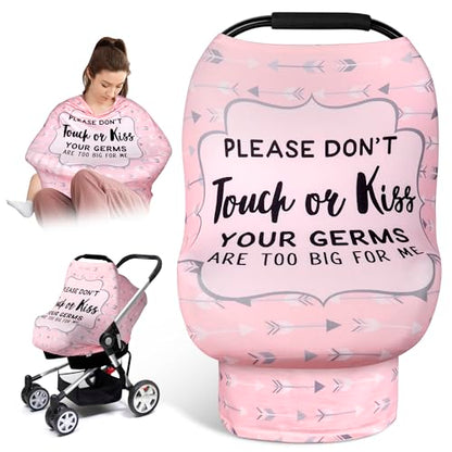 Metplus Car Seat Cover Baby Girl, No Touch Sign Carseat Canopy, Nursing Breastfeeding Covers, Stretchy Universal Fit, Multi-Use for Stroller/Shopping Cart/High Chair, Baby Shower Gift - color: Pink Arrowhead