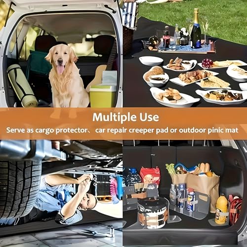 Universal Car Trunk Mat, All Weather Trunk Protection Cargo Liner, Stylish Vehicle Interior Accessories, Durable Cargo Mat Rear Trunk Line Suitable for Most Car (Fashion Blue Lines, 29" x 39") - color: Fashion Blue Lines