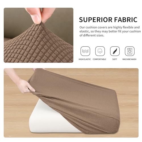 Easy-Going Stretch Individual Couch Cushion Cover Sofa Seat Furniture Protector Sofa slipcover Soft Flexibility with Elastic Bottom(2 Piece Cushion Sofa, Camel) - color: Camel, size: 2 Cushion Sofa