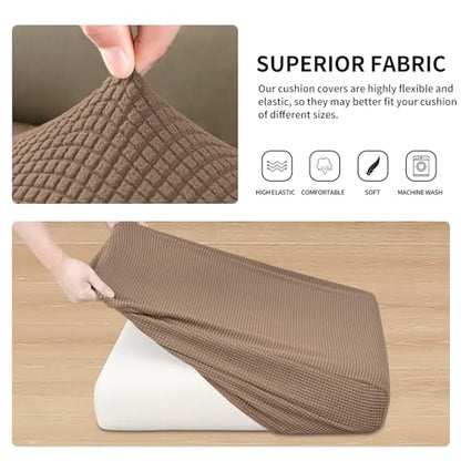 Easy-Going Stretch Individual Couch Cushion Cover Sofa Seat Furniture Protector Sofa slipcover Soft Flexibility with Elastic Bottom(2 Piece Cushion Sofa, Camel) - color: Camel, size: 2 Cushion Sofa