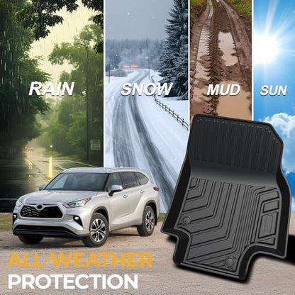 Floor Mats for Toyota Highlander 2020-2026, All Weather Floor Mats Trunk Cargo Liner with Backrest Protectors Accessories, Full Coverage Set (Fit 7 Seats)