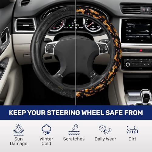 Cartoon Tiger Steering Wheel Cover, Non Slip Polyester Car Wheel Protector for Car SUV Truck, Universal 15 Inch