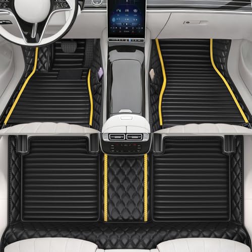 All-Weather car Floor mats, Anti-Slip Leather Floor mats Set, Suitable for 99% of Vehicle Models, Providing Comprehensive Protection for the car Carpet of Your Beloved car. (2+1Yellow) - color: 2+1Yellow