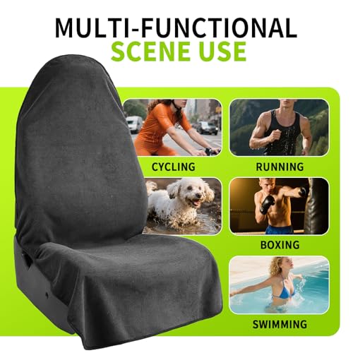 Leader Accessories Grey Waterproof Towel Auto Car Seat Cover Protector Machine Washable - Fit Yoga Running Crossfit Athletes Beach Swimming Outdoor Sports