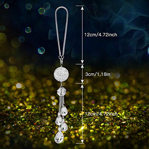 OTOSTAR Bling Crystal Ball and Drops Car Hanging Accessories, Rear View Mirror Pendant Charms Interior Sun Catcher Ornament, Bling Accessories for Women Girls (White)