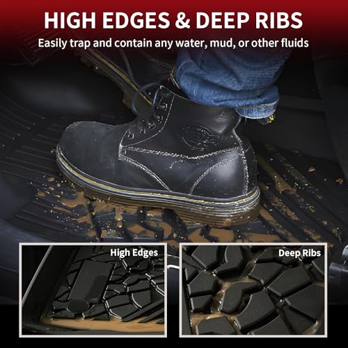 LASFIT Floor Mats for Jeep Grand Cherokee 2016-2021 5-Seat, for Dodge Durango 2016-2026 5-Seat (Not for 6-Seat), All Weather TPE Custom Fit Trunk Liners Car Floor Mats Black - style: Grand Cherokee 2016-2021 Floor Mats