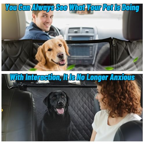 Pet Cover for Car Backseat, 600D Oxford Car Dog Seat Cover with Non-Slip Mesh, Waterproof Pet Protector for Sedan SUV Trucks (Black, 53.9 x 57.9 in)