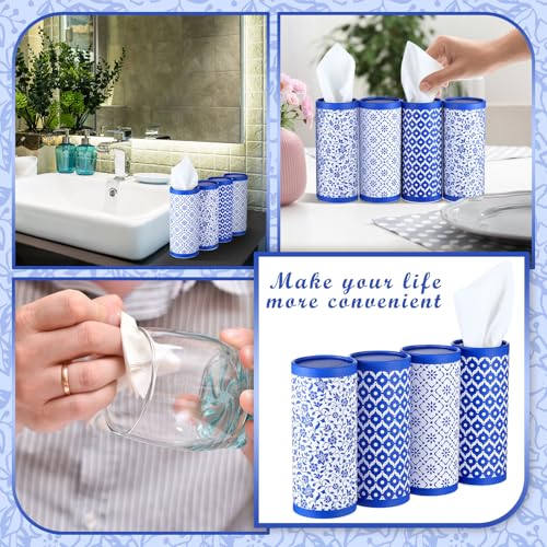 12 Pack Car Tissue Cylinder Holder Bulk with 3 Ply Facial Tissues, Round Napkin Holders for Car Cup Holder Cylinder Travel Paper Tubes Bulk Round Napkin Boxes Packs(Novel Style) - style: Novel Style