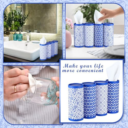 12 Pack Car Tissue Cylinder Holder Bulk with 3 Ply Facial Tissues, Round Napkin Holders for Car Cup Holder Cylinder Travel Paper Tubes Bulk Round Napkin Boxes Packs(Novel Style) - style: Novel Style