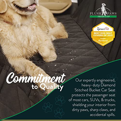 Premium Bucket Car Seat Protector | Diamond Stitching | Washable & Waterproof Front Seat Dog Cover Car, Truck, & SUV | Nonslip, Tear Resistant Pet Passenger Seat Cover | Black - color: Black