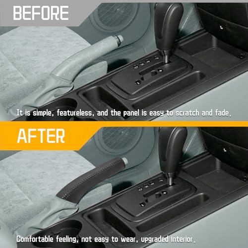 Genuine Leather Handbrake Protector Cover Compatible with Kia Sorento 2004-2007 Anti-Slip Hand Brake Parking Lever Sleeve Black