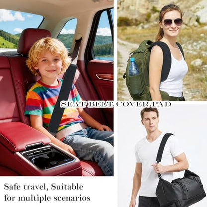 Extended Seat Belt Cover Pad, 2 Pack Soft & Comfortable Universal Seatbelt Covers for Adults and Kids, Fits Car Seat Belts, Armrest, and Backpacks (Black) - color: Black