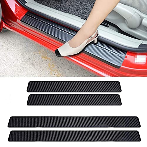 Car Door Sill Protector,3D Carbon Fiber Anti-Scratch Cover Strips,Universal Scuff Protective Door Threshold Guard Vinyl Sticker for Car Truck SUV(4PCS) - color: red