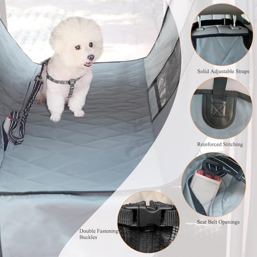 VIVAGLORY Dog Seat Cover Easyhammock Dog Hammock, Seat Cover for Car SUV & Truck, Back Backseat Split Hair Resistant Protector for Pet, Large, Grey - color: Grey, size: Large (width 56")