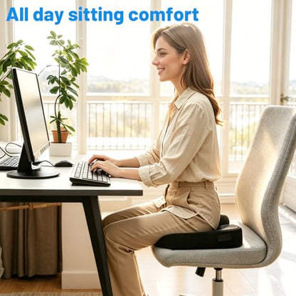 Seat Cushion for Chair - Memory Foam Coccyx Pillow with Non-Slip Bottom, U-Shape for Tailbone & Sciatica Pain Relief. Orthopedic Cushions for Office Chair, Car, Wheelchair (Office, Driving,Home)
