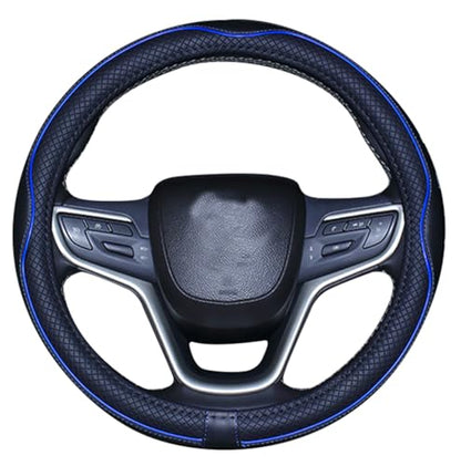 Mayco Bell Small Size Steering Wheel Cover Anti-Slip,Safety,Soft,Breathable,Durable,Full Surround,Comfortable Grip Microfiber Leather (14-14.25 inch,Black Dark Blue) - color: Black Dark Blue, size: 14''-14.25''