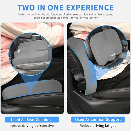 Nilight Car Seat Cushion Gray Velvet Gel Memory Foam Seats Soft and Comfortable Suitable for Daily Life and Driving Relieves Sciatica and Tailbone Pain Improves Drive Vision - color: Grey Velvet