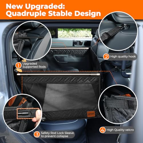 KYG Large Dog Car Seat for Large Medium Size Dogs with Cushion, Waterproof Hard Bottom Car Seat Cover for Dogs with 3 Mesh Windows, Foldable Pet Carseat for Cars/SUVs/Trucks