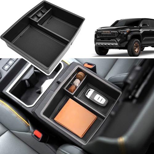 2024 2025 2026 Tacoma Accessories Center Console Organizer for Toyota Tacoma (SR5/TRD Off-Road/TRD Sport/TRD Pro/Limited/Trailhunter) Durable ABS Plastic 2025 Tacoma Console Tray Insert (Black)
