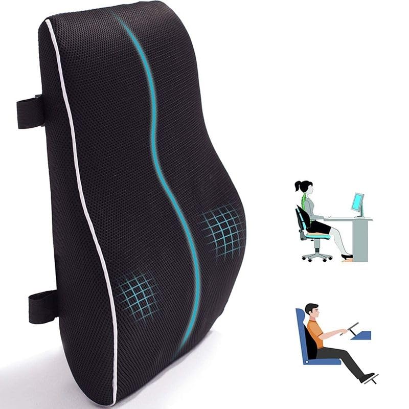 Memory Foam Lumbar Support Pillow for Office Chair, Car & Home – Ergonomic Back Cushion for Lower Back Pain Relief, Posture Alignment & Long Sitting Comfort.