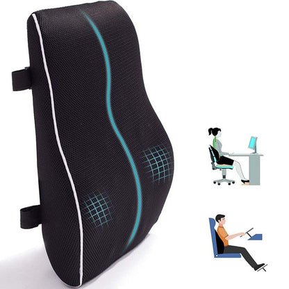 Memory Foam Lumbar Support Pillow for Office Chair, Car & Home – Ergonomic Back Cushion for Lower Back Pain Relief, Posture Alignment & Long Sitting Comfort.