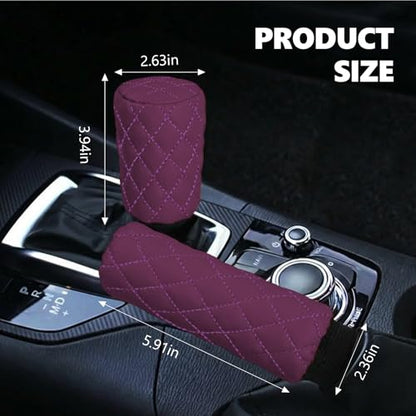 Wuyaoyao 8PCS Car Accessories Set, Bling Crown Leather Car Steering Wheel Cover w/Armrest Pad, Seat Belt Cover Pads, Gear Shift & Handbrake Covers, Cup Holder Coasters, Auto Interior Decor (Purple)