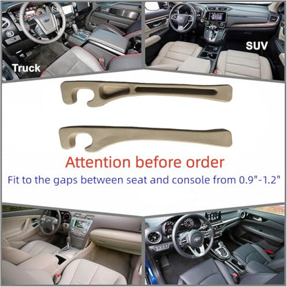 Car Seat Gap Filler Accessories,Storage Organizer Fit Car SUV Truck Fill The Gap Between Seat & Console Vehicle Console Side Pockets (Beige) - color: Beige