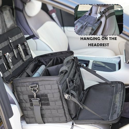 SCAVATA Patrol Bag Law Enforcement, Police Gear Car Front Seat Vehicle Organizer Bags with MOLLE System (Black) - color: Black