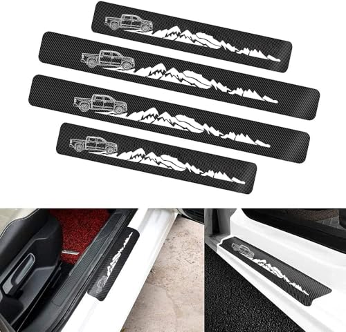 4 Pieces Car Door Sill Protector,Carbon Fiber Threshold Anti-Scratch Sticker Door Edge/Rear Guard Protection (4pcs-t-tu) - color: 4pcs-t-tu