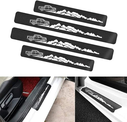 4 Pieces Car Door Sill Protector,Carbon Fiber Threshold Anti-Scratch Sticker Door Edge/Rear Guard Protection (4pcs-t-tu) - color: 4pcs-t-tu