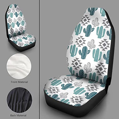 Howilath Aztec Southwest Cactus Printed Seat Covers for Men Car Seat Covers, 2pcs Car Accessories High Back Front Seat Covers - color: Aztec Southwest Cactus - White