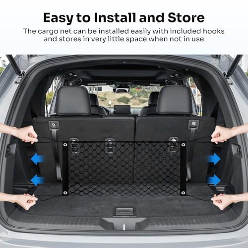 Canvcle Trunk Cargo Net for 2023-2025 2026 Honda Pilot Accessories Envelope Style Mesh Trunk Net Organizer and Storage Stretchable Adjustable Elastic Nylon Rear Cargo Netting with Hooks - style: for Honda Pilot