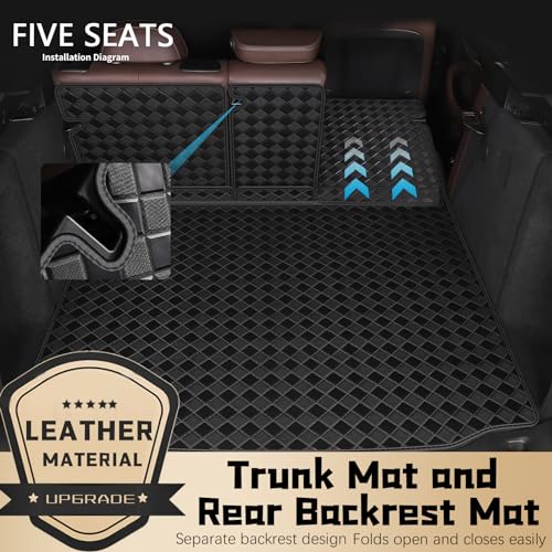 Cargo Mat & Backrest Mats for 2018-2025 Nissan Leaf (ZE1) Accessories, All Weather Waterproof Rear Cargo Liner Rear Trunk Liner Back Seat Cover Protector - size: 2018-2025 Nissan Leaf
