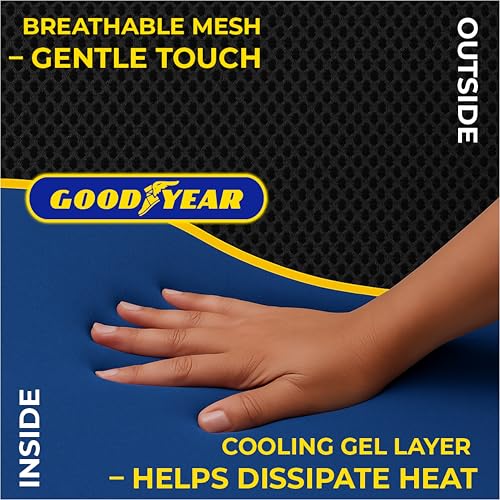 Goodyear Ergonomic Lumbar Support Pillow – Gel-Infused Cushion for Office Chairs and Car Seats, Premium Lower Back Support for Pain Relief and All-Day Comfort - Black