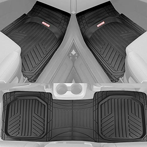 BDK FlexTough™ Contour Liners - Deep Dish Heavy Duty Rubber Floor Mats for Car SUV Truck & Van - All Weather Protection (Deep Dish 1)