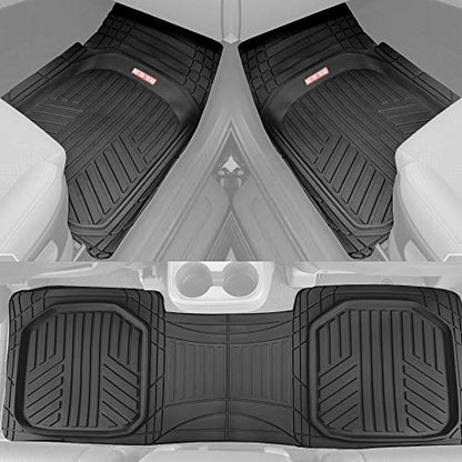 BDK FlexTough™ Contour Liners - Deep Dish Heavy Duty Rubber Floor Mats for Car SUV Truck & Van - All Weather Protection (Deep Dish 1)