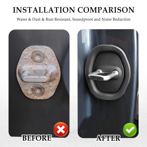 4PCS Door Latch Lock Cover,Silicone Door Latch Guard Car Decorations&Protects Door Latches,Universal Self-Adhesive Door Lock Latch Protector Car Accessories for Most Vehicles (Black) - color: Black