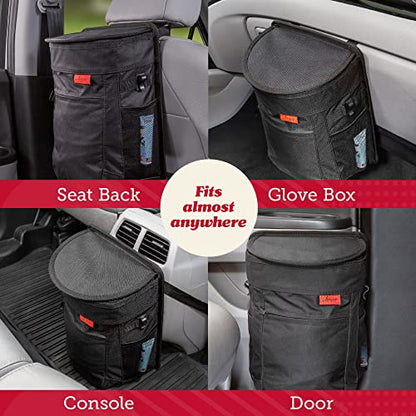Lusso Gear Car Trash Can - 2.5-Gallon, Black, Round - Leak-Proof & Spill-Proof Lid & Waterproof Removable Liner - Hanging Car Trash Bin & Organizer for SUV, Truck & Minivan - color: 1-Pack Black, style: 2.5 Gal