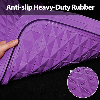 CAR PASS Heavy Duty Rubber Purple Car Floor Mats & Cargo Liners, Deep Dish All-Weather Trunk Mats Durable Anti-Slip 3D Rhombus Waterproof Trim to Fit Liner Universal Fit Auto,Sedan,SUV,Truck, Purple - color: purple with cargo liner