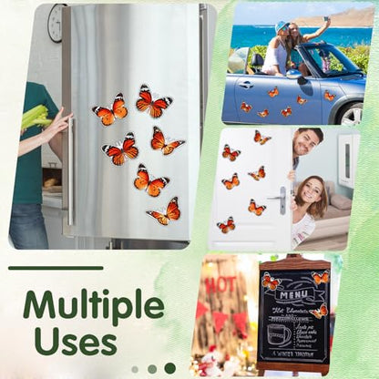 6 Pcs Butterfly Screen Door Magnets Flexible Double Sided Door Magnets Decorative Protectors for Sliding Screen Doors Prevent People & Pets from Running into Windows (Red)