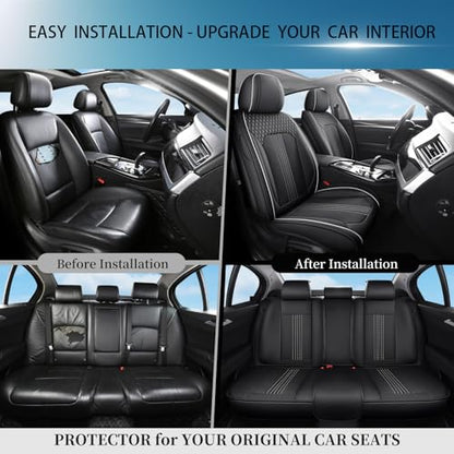 Car Seat Covers Fit for Nissan Sentra 2000-2025 Full Coverage Breathable Nappa Leather Anti Slip Durable Easy to Clean Seat Covers(Blackwhite Full Set)
