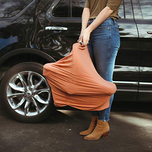 Parker Baby 4 in 1 Car Seat Cover for Girls and Boys - Stretchy Carseat Canopy, Nursing Cover, Grocery Cart Cover, High Chair Cover - “Copper” - color: Copper