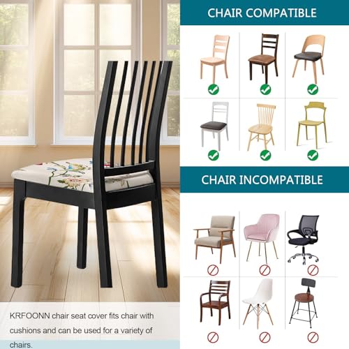 KRFOONN Waterproof Seat Covers for Dining Room Chairs Set of 4 with Bench Cover Washable Dining Chair Covers Removable Kitchen Chair Cushion Slipcovers Protector, A8 - color: Color A8