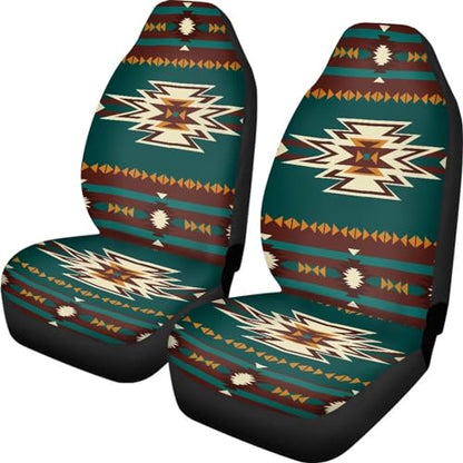 Dreaweet Aztec Car Seat Covers Front Seats Only,Native American Car Front Seat Protector,Universal Waterproof Seat Covers for SUV Trucks Sedan,Green - color: Aztec Green